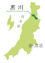 黒川産コシヒカリの産地地図