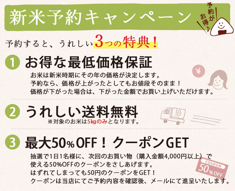新米予約キャンペーン3つのお得